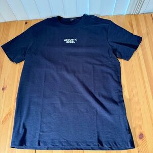 Jack & Jones Black 100% Cotton T Shirt Embroidered "Acoustic Rebel" Music XL